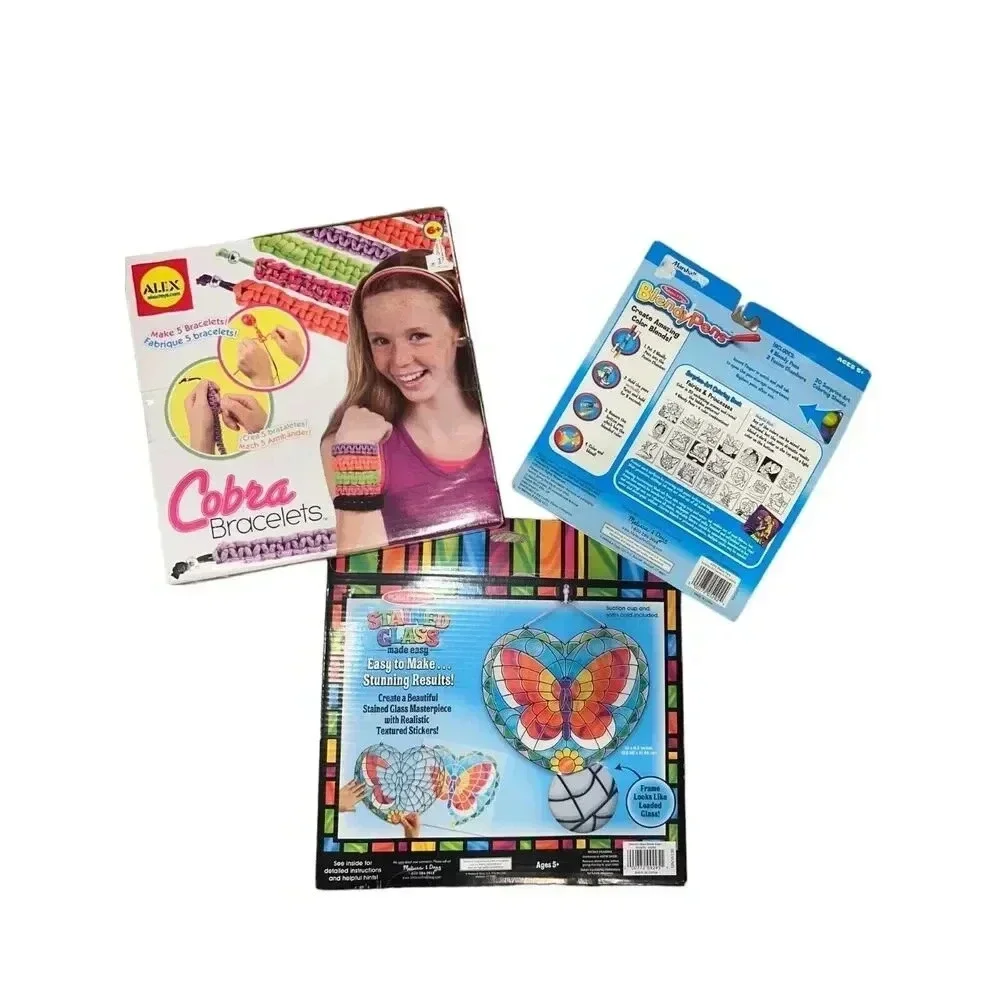 Melissa & Doug GIFT SET stained glass butterfly blendypens art bracelets craft